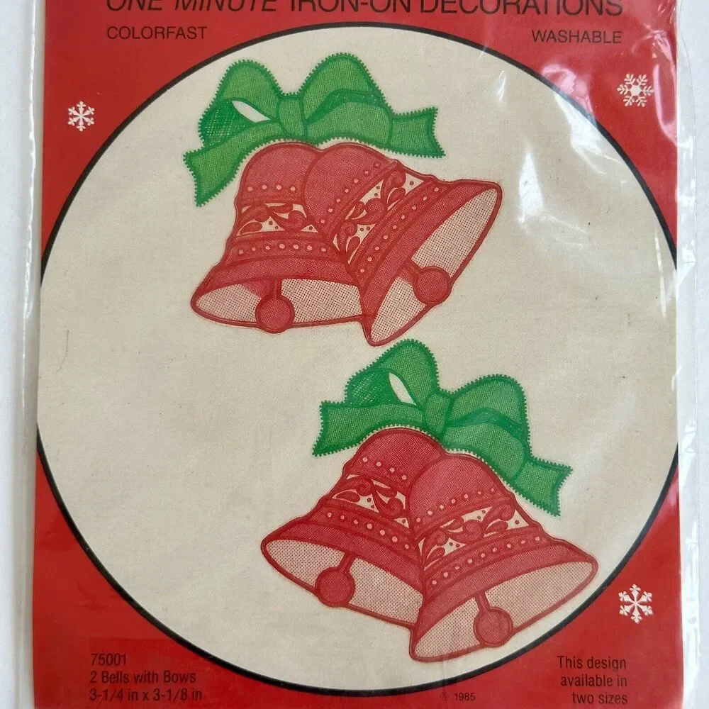 Set of 4 Vintage 80s Dritz Iron On Holiday Expressions Nativity & Bells Washable